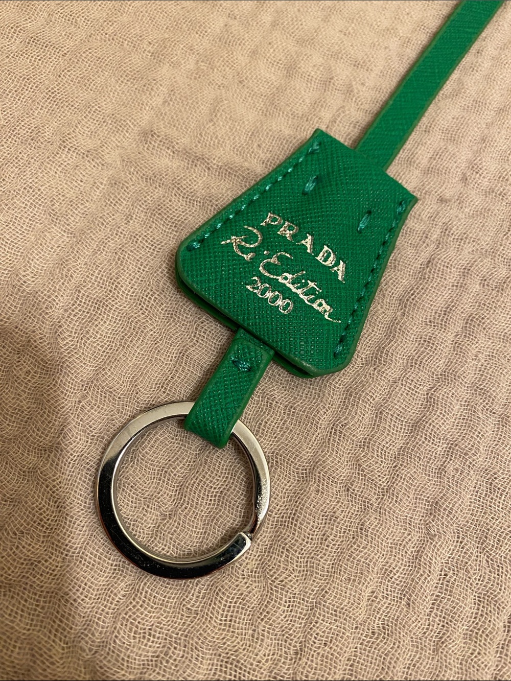 Prada Green Saffiano Re-Edition 2000 Keyring - Picture 6 of 6